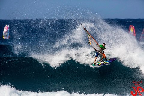 Graham Ezzy kicking up Spray at Ho'okipa